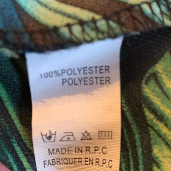 Bisou’s Project Mid-Length Green Kimono With Lace Trim And Palm Tree Print Small - Picture 6 of 8